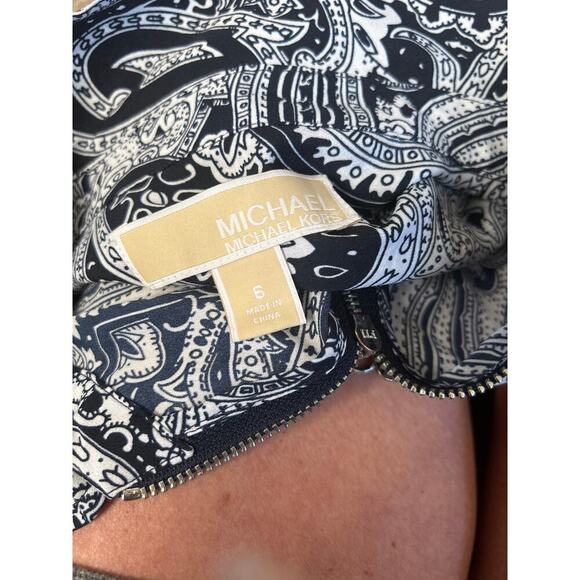 Michael Kors Bohemian Print Roll Tab Long Sleeve Paisley Zipper Front Size 6 - Picture 4 of 7